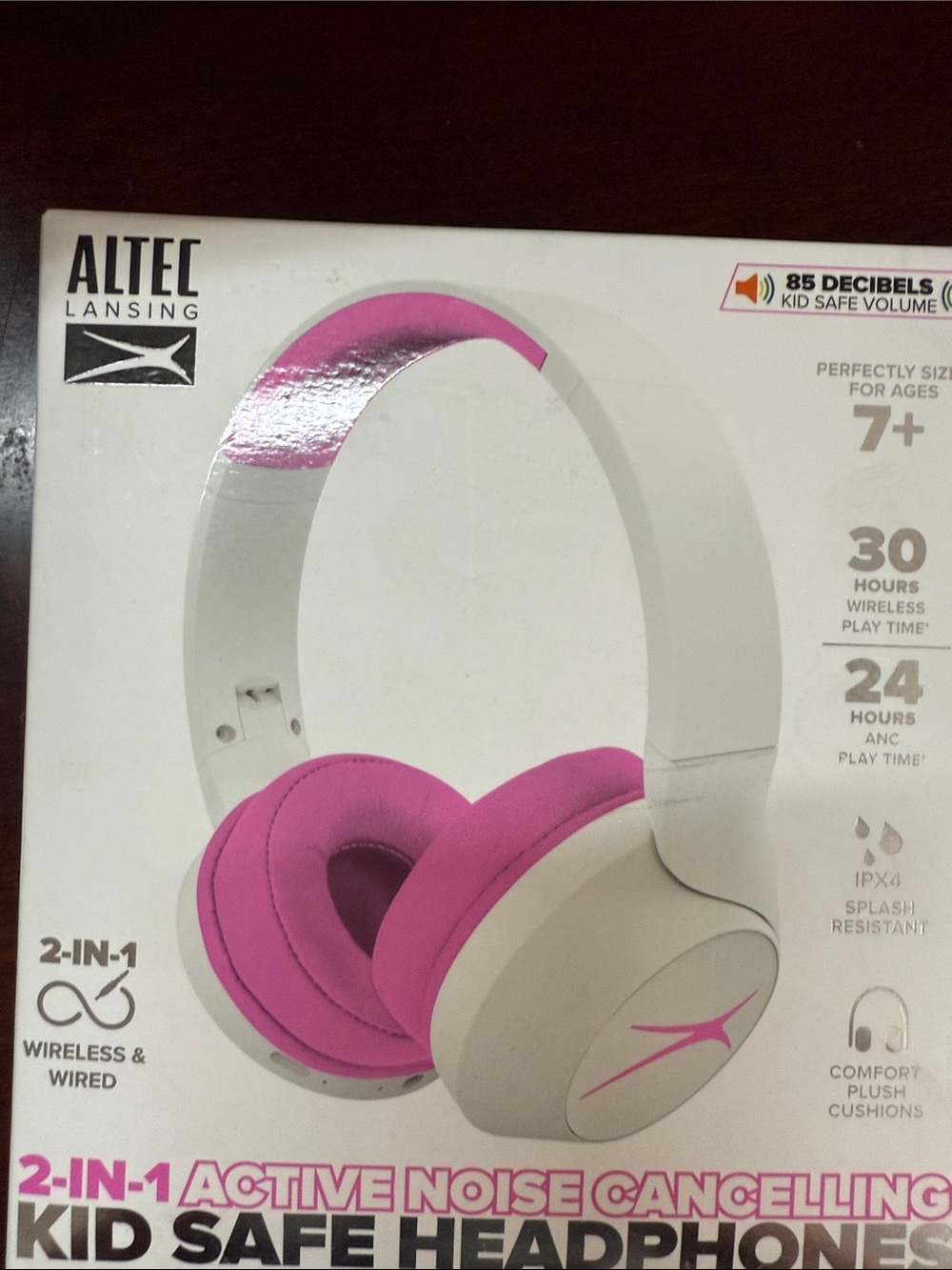 Altec Lansing Kid-Safe Active Noise Cancelling Headphones - Pink